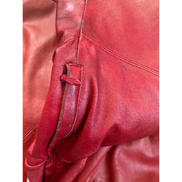 Hein Gericke Women’s Red Leather Moto Jacket Size 16 Zip Front 100% Leather - Picture 12 of 16
